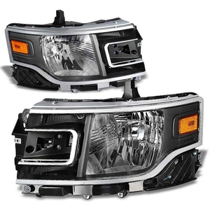Headlight (Black Housing, Clear Lens/Amber Corner, ABS Plastic/Polycarbonate Lens, OE) Works With 13-19 Ford Flex 3.5L V6 DOHC