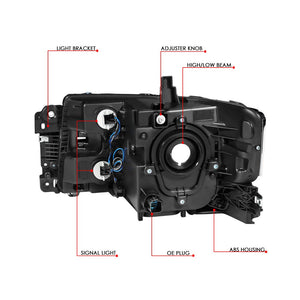 Black Housing Clear Lens/Amber Corner OE Headlight For 13-19 Ford Flex 3.5L DOHC