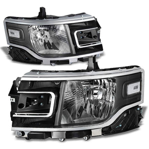Headlight (Black Housing, Clear Lens, ABS Plastic/Polycarbonate Lens, OE) Works With 13-19 Ford Flex 3.5L V6 DOHC