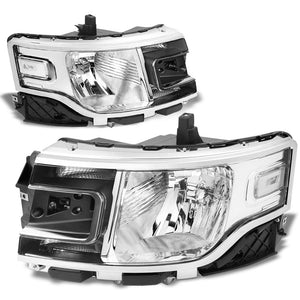 Headlight (Chrome Housing, Clear Lens, ABS Plastic/Polycarbonate Lens, OE) Works With 13-19 Ford Flex 3.5L V6 DOHC