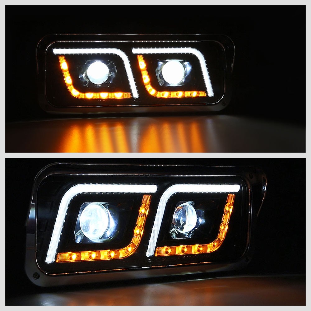 Black Housing Clear Lens Full LED Trailer Headlight For 87-19 Kenworth T800