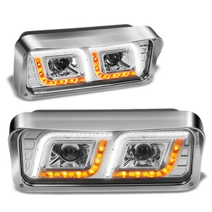 Trailer Headlight (Chrome Housing, Clear Lens, ABS Plastic/Polycarbonate Lens, Full LED) Works With 1987-2019 Kenworth T800