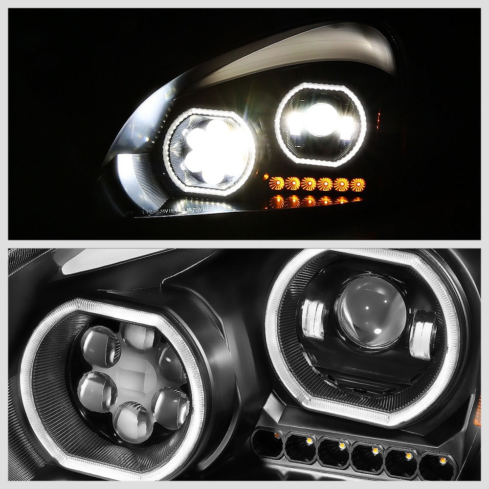 Black Housing Clear Lens LED Trailer Headlight For 08-17 Freightliner Cascadia