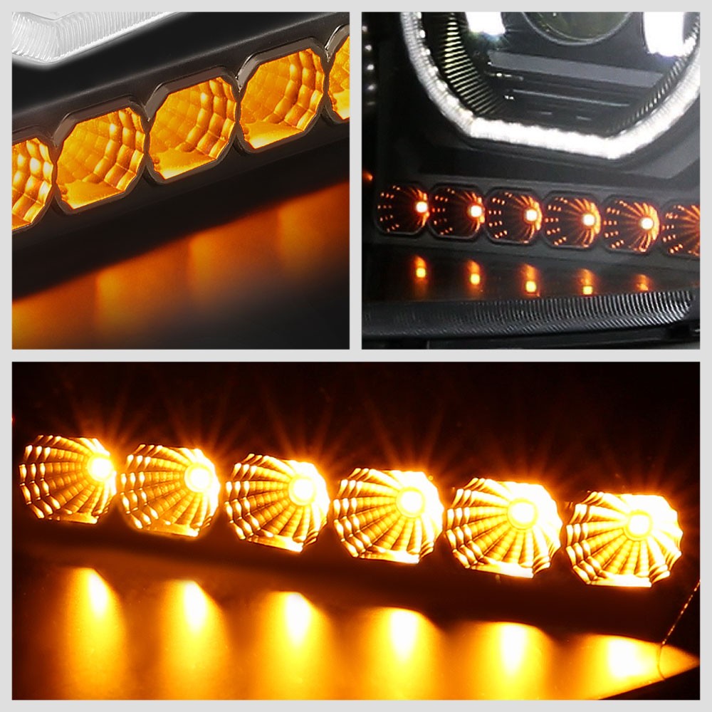 Black Housing Clear Lens LED Trailer Headlight For 08-17 Freightliner Cascadia