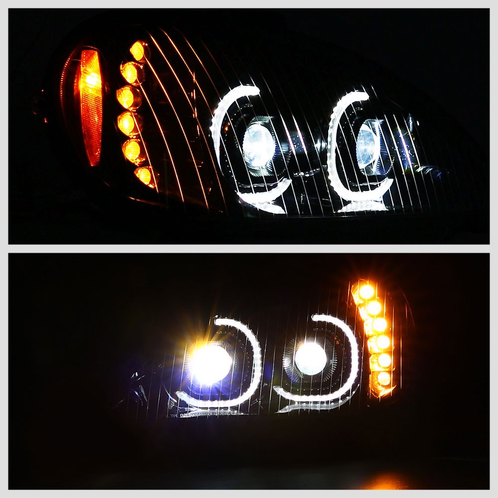 Black Housing Clear Lens LED Trailer Headlight For 04-17 Freightliner Columbia