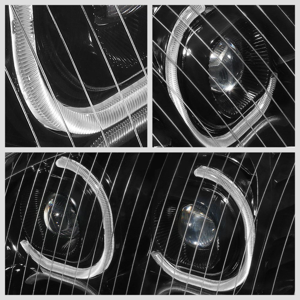 Black Housing Clear Lens LED Trailer Headlight For 04-17 Freightliner Columbia