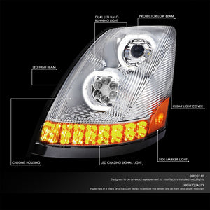 Chrome Housing Clear Lens LED Trailer Headlight For 04-18 Volvo VN/VNL Diesel