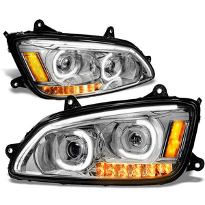 Trailer Headlight (Chrome Housing, Clear Lens, ABS Plastic/Polycarbonate Lens, Full LED) Works With 08-18 Kenworth T660