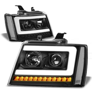 Black Housing/Clear Lens 3D Bar Projector Headlight For 07-14 Suburban 1500 5.3L-Lighting-BuildFastCar