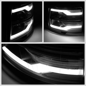 Black Housing/Smoke Lens Light Bar Projector Headlight For 07-13 Silverado 1500-Lighting-BuildFastCar