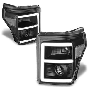 Black Housing/Clear Lens 3D E-Bar Projector Headlight For 11-16 F-250 Super Duty-Lighting-BuildFastCar