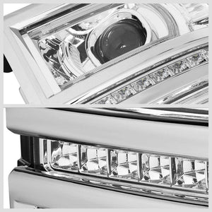 LED Chrome Housing Clear Lens Reflector Headlight For 14-15 Chevy Silverado 1500-Lighting-BuildFastCar-BFC-FHDL-CHEVSIL15-CHCL1