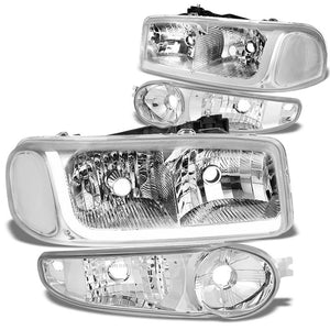 LED Chrome Housing Clear Lens Reflector Headlight/Lamp For 01-06 GMC Yukon 4DR-Lighting-BuildFastCar-BFC-FHDL-GMCYUK99-CHCL1