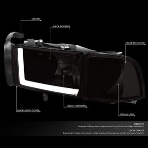 LED Black Housing Smoke Lens Reflector Headlight For 94-02 Dodge RAM 2500-Lighting-BuildFastCar-BFC-FHDL-DODRAM944-BKSMCL1