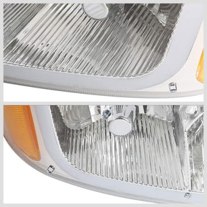 LED Chrome Housing Clear Len Reflector Headlight/Lamp For 99-02 GMC Sierra 1500-Lighting-BuildFastCar-BFC-FHDL-GMCSIER99-CHAM