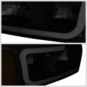 Black Housing/Smoke Lens/Amber Bar Reflector Headlight For 02-06 GMC Sierra 1500-Lighting-BuildFastCar