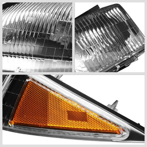 Black Housing Clear Lens Reflector Headlight/Lamp For 95-99 Chevy Cavalier 4DR-Lighting-BuildFastCar-BFC-FHDL-CHEVCAV004-BKAM