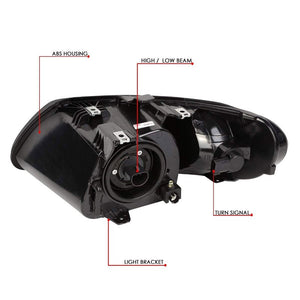 Black Housing Clear Lens Reflector Headlight/Lamp For 01-07 Dodge Caravan 3/4DR-Lighting-BuildFastCar-BFC-FHDL-DODCAR013-BKAM