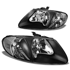 Black Housing Clear Lens Reflector Headlight For 01-07 Dodge Caravan 3-DR/4DR-Lighting-BuildFastCar-BFC-FHDL-DODCAR013-BKCL1