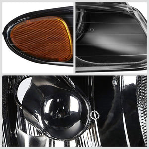Black Housing Clear Lens Projector Headlight/Lamp For 96-99 Chryler Voyager 4-DR-Lighting-BuildFastCar-BFC-FHDL-CHRYVOY015-BKAM