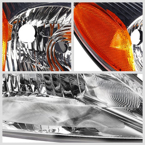 Chrome Housing/Clear Lens/Amber OE Reflector Headlight For 00-07 Ford Taurus-Lighting-BuildFastCar