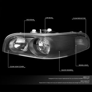 Black Housing/Clear Lens OE Reflector Headlight For 97-05 Buick Park Avenue 3.8L-Lighting-BuildFastCar