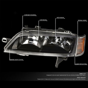 Black Housing/Clear Lens/Amber OE Reflector Headlight For 94-97 Honda Accord-Lighting-BuildFastCar