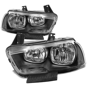 Black Headlight+Clear Side Corner Parking Signal Light For Dodge 11-14 Charger-Lighting-BuildFastCar