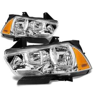 Chrome Headlight+Amber Side Corner Parking Signal Light For Dodge 11-14 Charger-Lighting-BuildFastCar