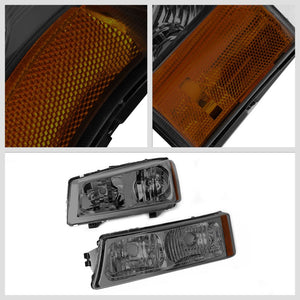 Smoke Housing Bumper Amber Signal+Headlamp Light For 03-06 Silverado/Avalanche-Lighting-BuildFastCar