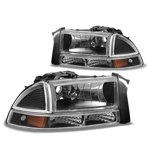 Black Housing Headlight+Amber Corner Signal Light For Dodge 00-04 Dakota/Durango-Lighting-BuildFastCar