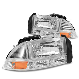Chrome Housing Headlamp+Amber Corner Signal Light For Dodge 00-04 Dakota/Durango-Lighting-BuildFastCar