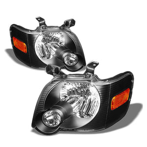Black Housing Reflector Headlight+Amber Side For Ford 06-10 Explorer/Sport Trac-Lighting-BuildFastCar