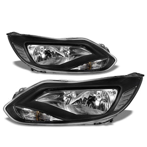 black housing reflector headlight+clear side corner for ford 12-14 focus 2.0l