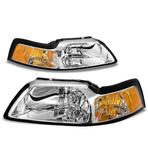 Chrome Headlight Lamp Light Amber Corner/Reflector For 99-04 Mustang SVT/Cobra-Lighting-BuildFastCar