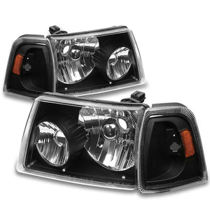 Black Housing Headlight+Amber Corner Signal Light For Ford 04-11 Ranger L4/V6-Lighting-BuildFastCar