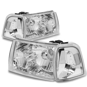 Chrome Housing Headlamp+Clear Corner Signal Light For Ford 04-11 Ranger L4/V6-Lighting-BuildFastCar