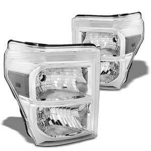 Chrome Headlamp+Clear Corner Signal Light For Ford 11-15 F250-F450 Super Duty-Lighting-BuildFastCar