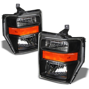 Black Housing Headlight Lamp Light Amber Reflector For 08-10 Super Duty F-Series-Lighting-BuildFastCar
