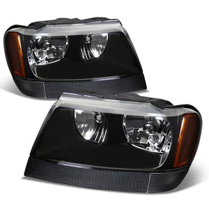 black housing reflector headlight+amber side for jeep 99-04 grand cherokee wj