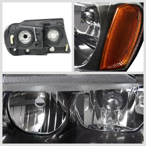 Black Housing Reflector Headlight+Amber Side For Jeep 99-04 Grand Cherokee WJ-Lighting-BuildFastCar
