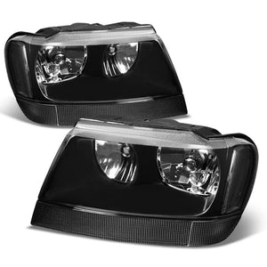 black housing clear lens reflector headlight for jeep 99-04 grand cherokee wj
