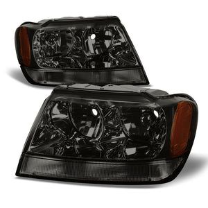 smoke housing reflector headlight+amber side for jeep 99-04 grand cherokee wj