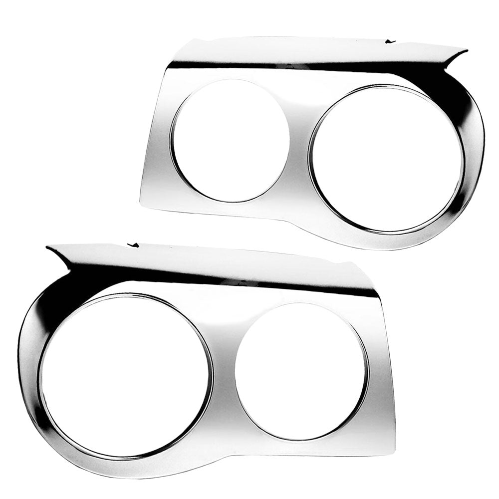 Pair Left &amp; Right Glossy Chrome Headlight Cover Bezel Eyelid Trim For 05-10 Chrysler 300 C