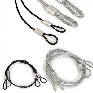 Black Race Billet Style Aluminum Cosmetic Front Bonnet Hood Lock Pin+Cable+Tape-Exterior-BuildFastCar