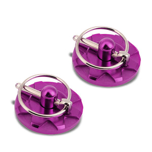 Purple Race Billet Style Aluminum Cosmetic Front Bonnet Hood Lock Pin+Cable+Tape-Hood/Bonnet-BuildFastCar