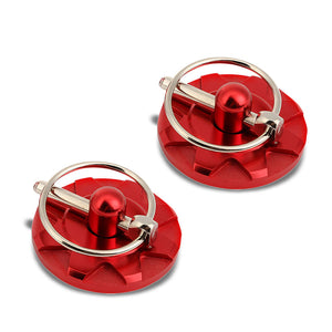 Red Race Billet Style Aluminum Cosmetic Front Bonnet Hood Lock Pin+Cable+Tape-Hood/Bonnet-BuildFastCar