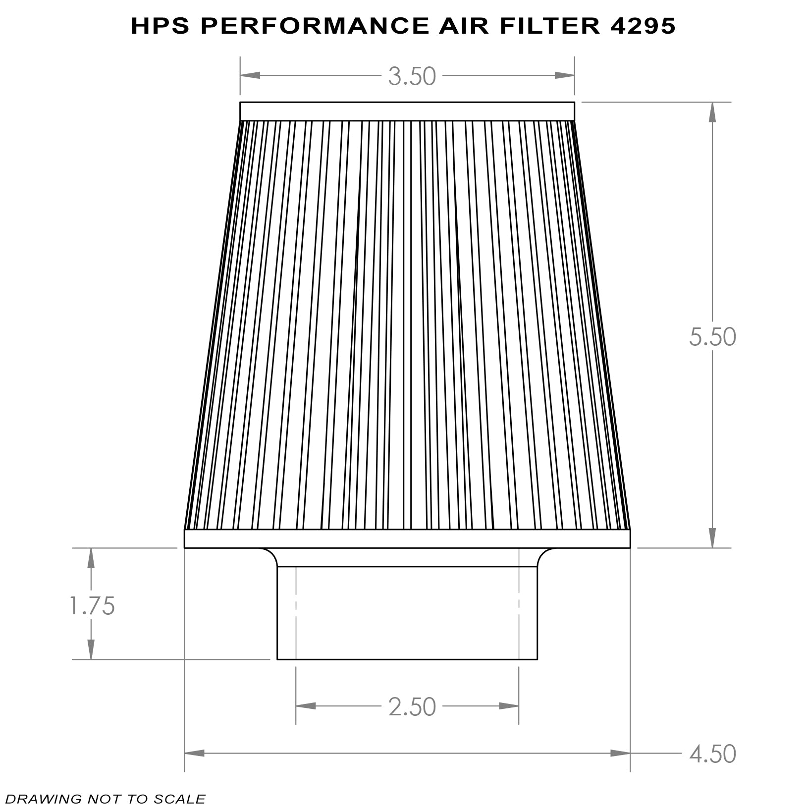 HPS Performance Universal Air Filter 2.5" ID, 5.5" Element Length, 7.25" Overall Length HPS-4295-Filter-BuildFastCar