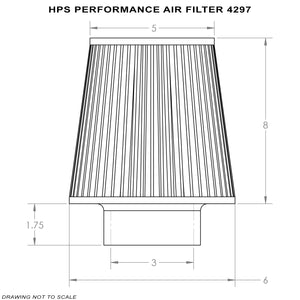 HPS Performance Universal Air Filter 3" ID, 8" Element Length, 9.75" Overall Length HPS-4297-Filter-BuildFastCar