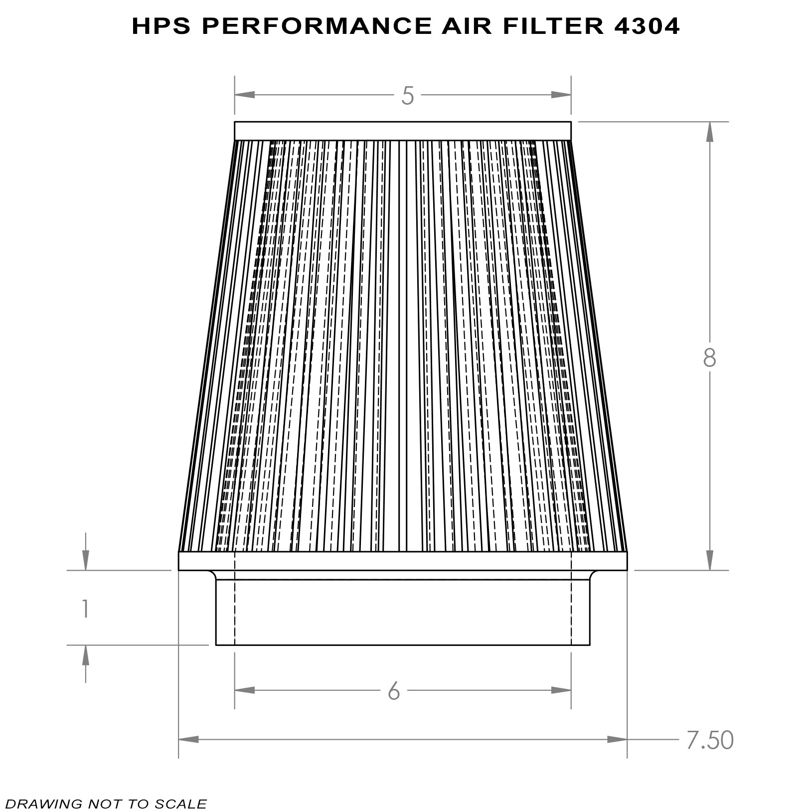 HPS Performance Universal Air Filter 6" ID, 6" Element Length, 9" Overall Length HPS-4304-Filter-BuildFastCar